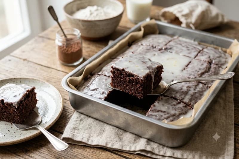 Bolo Tabuleiro de Chocolate com Glacê