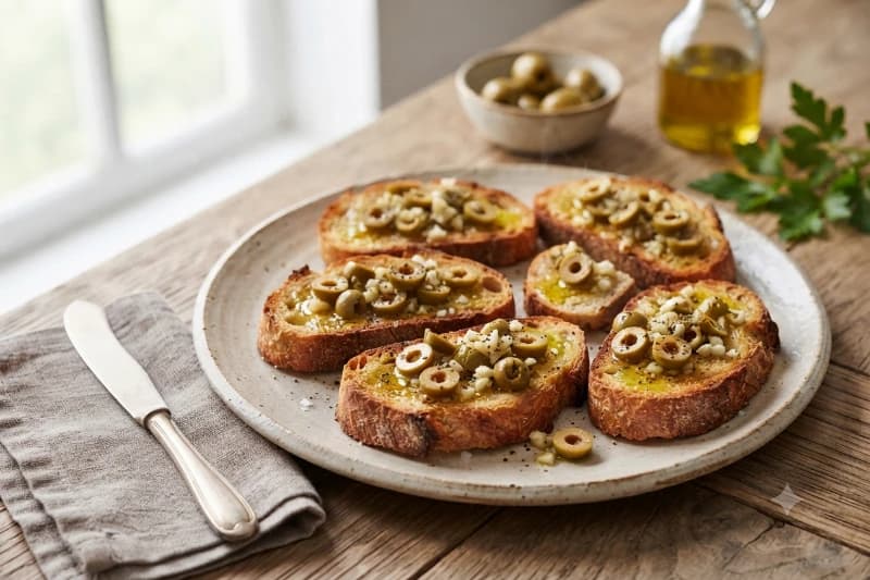 Bruschetta de Azeitonas e Alho