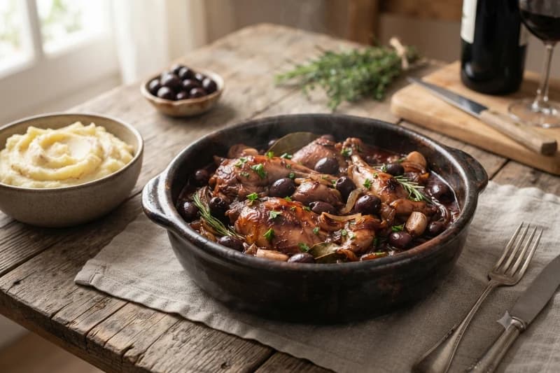 Foto da receita Coelho com Azeitonas ao Vinho Tinto