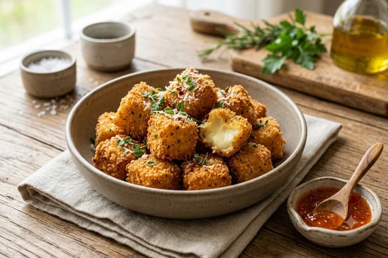 Cubos de Provolone à Milanesa