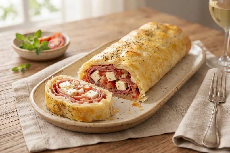 Rocambole Salgado de Salame e Queijo