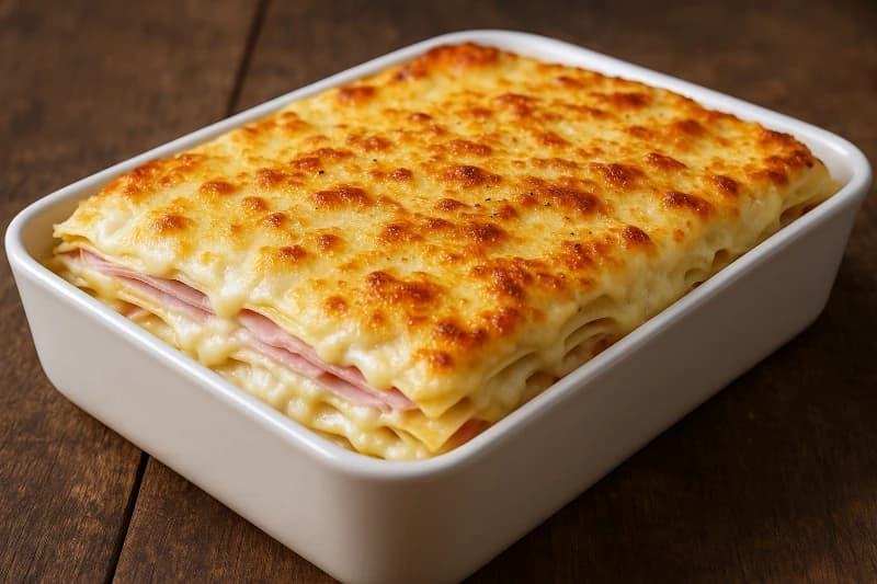 Foto da receita Lasanha de Presunto e Queijo ao Molho Branco