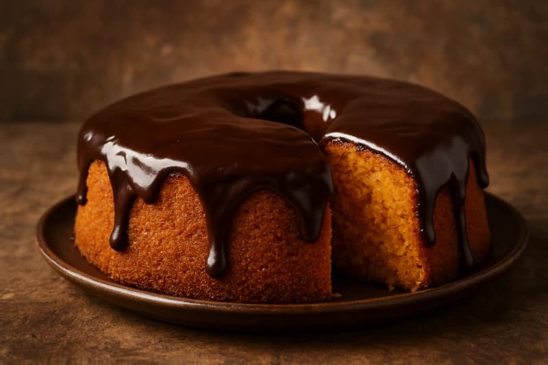 Bolo de Cenoura com Calda de Chocolate