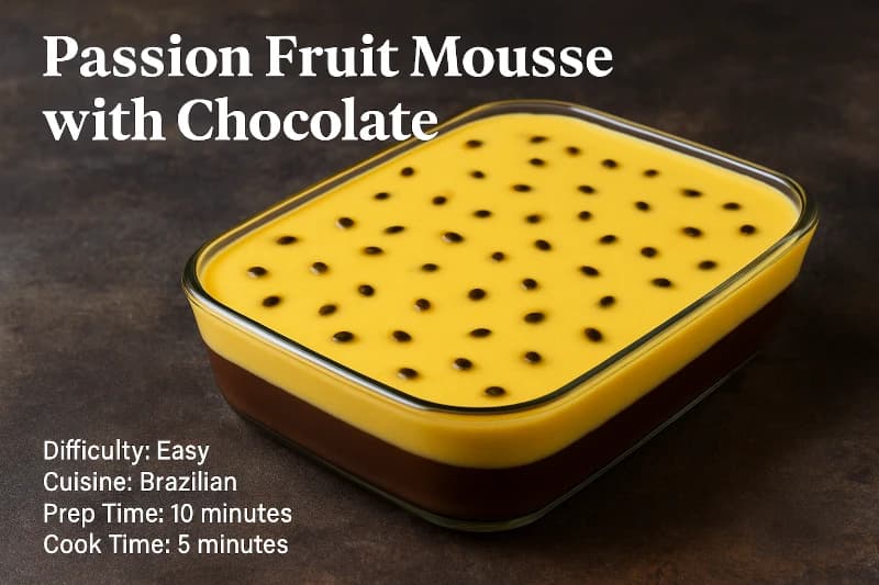 Mousse de Maracujá com Ganache de Chocolate