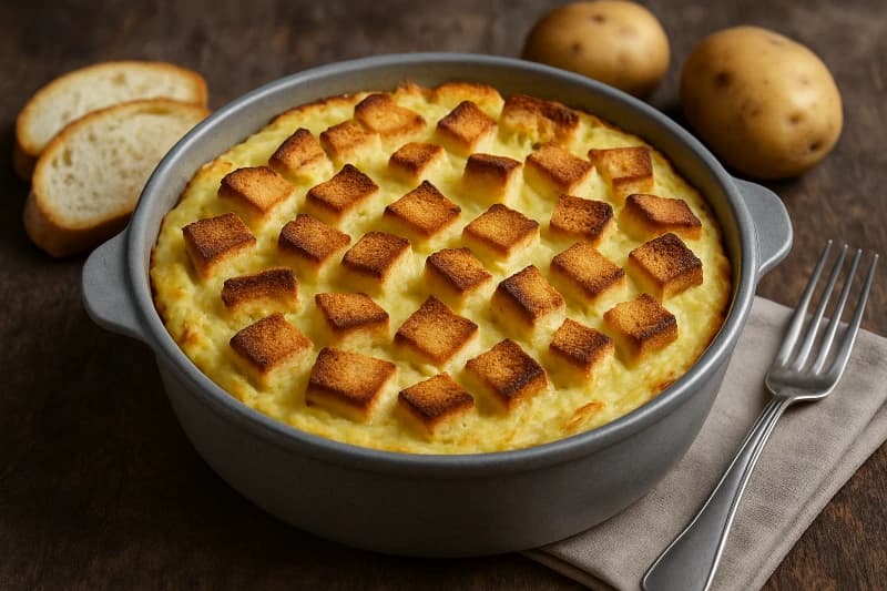 Foto da receita Fritada Branca Vegetariana com Crosta de Pão Torrado