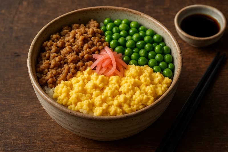 Arroz Oriental Colorido com Frango, Ovos e Ervilhas