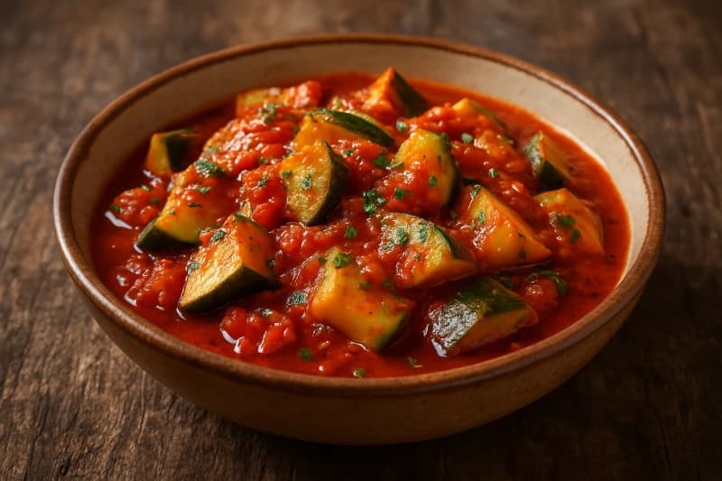 Foto da receita Abobrinha Ensopada ao Molho de Tomate Caseiro