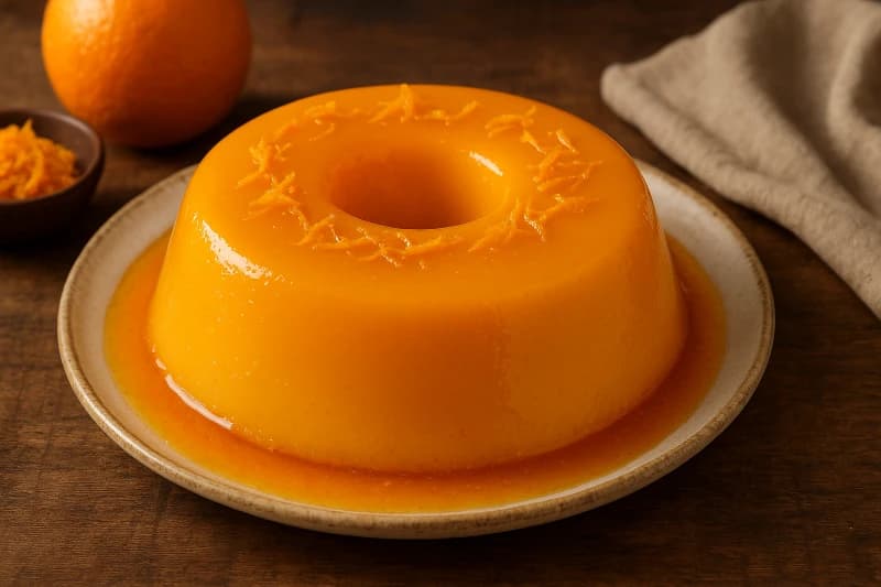 Pudim de Laranja Diet com Calda Cítrica