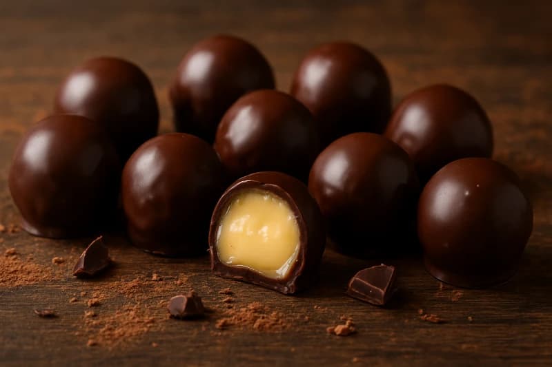Bombom Caseiro de Chocolate com Recheio Cremoso