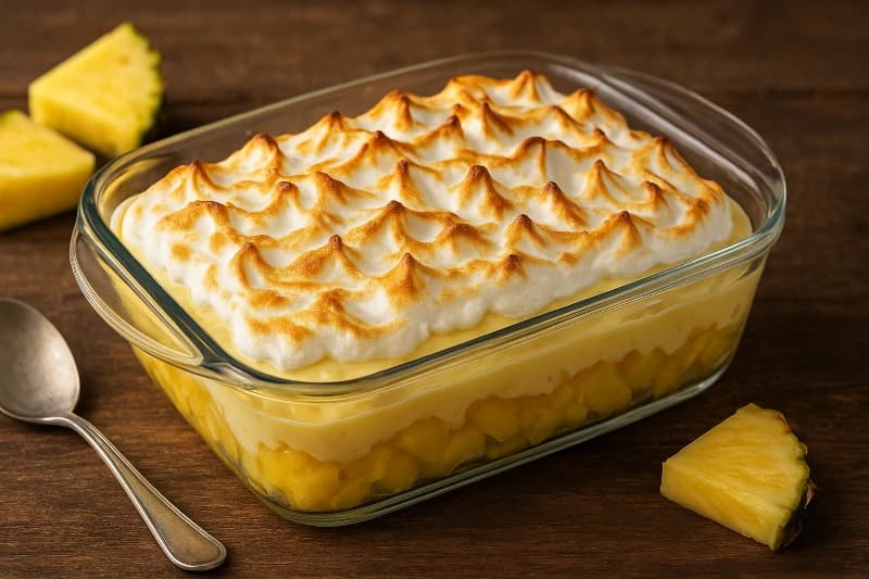 Foto da receita Abacaxi ao Creme Belga com Merengue Dourado