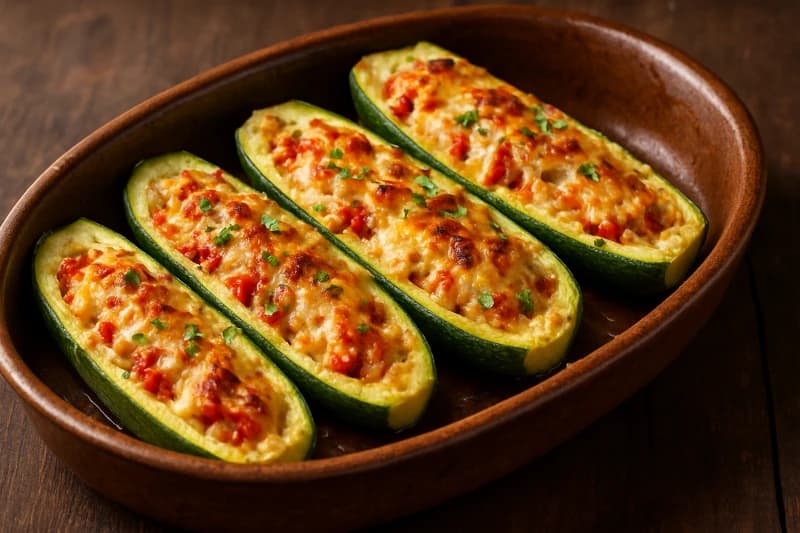 Foto da receita Abobrinha Gratinada Recheada com Queijo