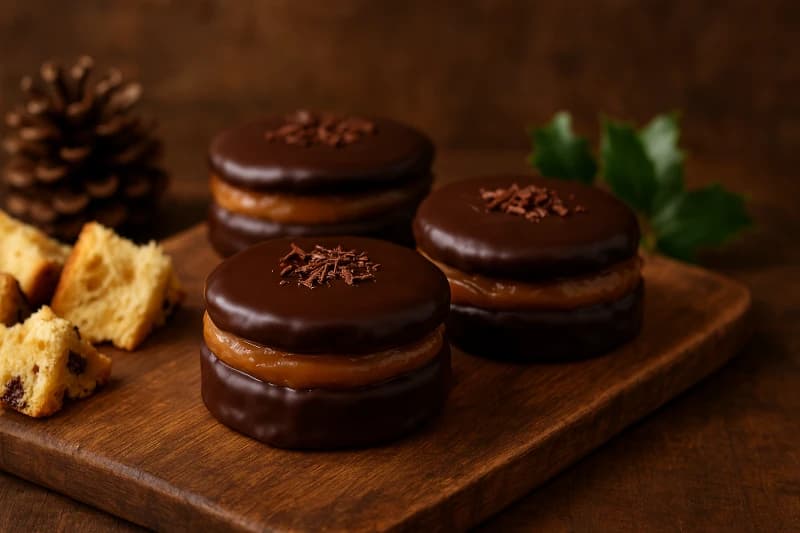 Alfajor de Panetone com Chocolate e Doce de Leite