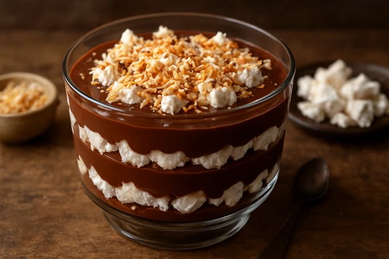 Taça Cremosa de Chocolate com Suspiros e Coco