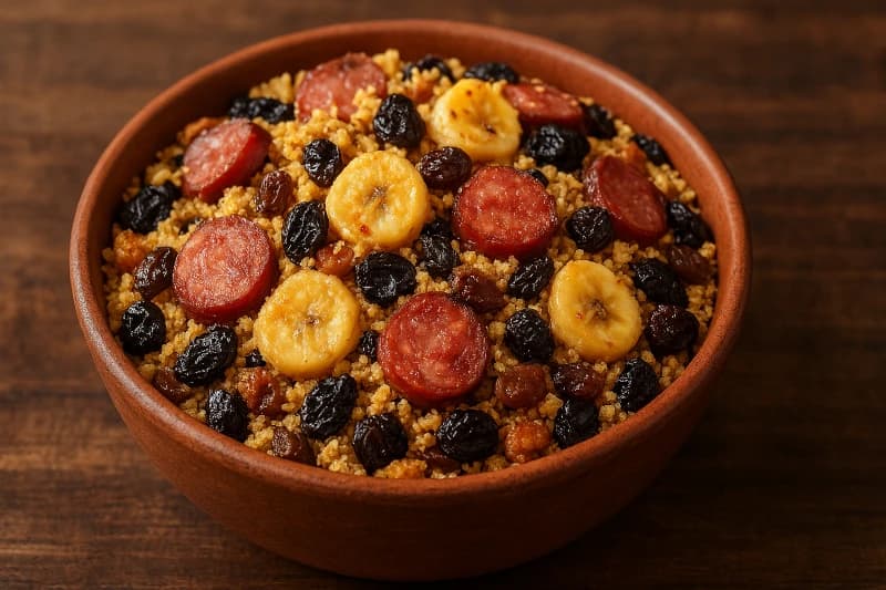 Farofa Natalina Especial com Calabresa, Banana e Frutas Secas
