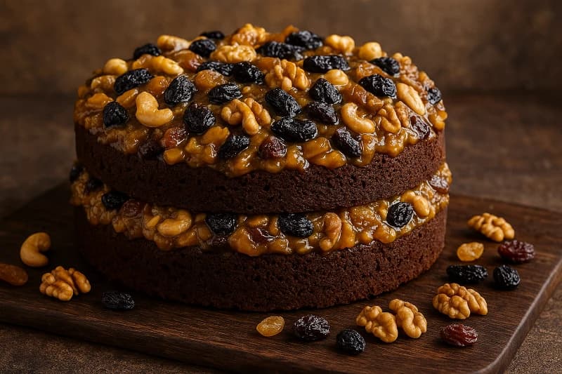 Bolo Natalino de Frutas Secas, Nozes e Cacau