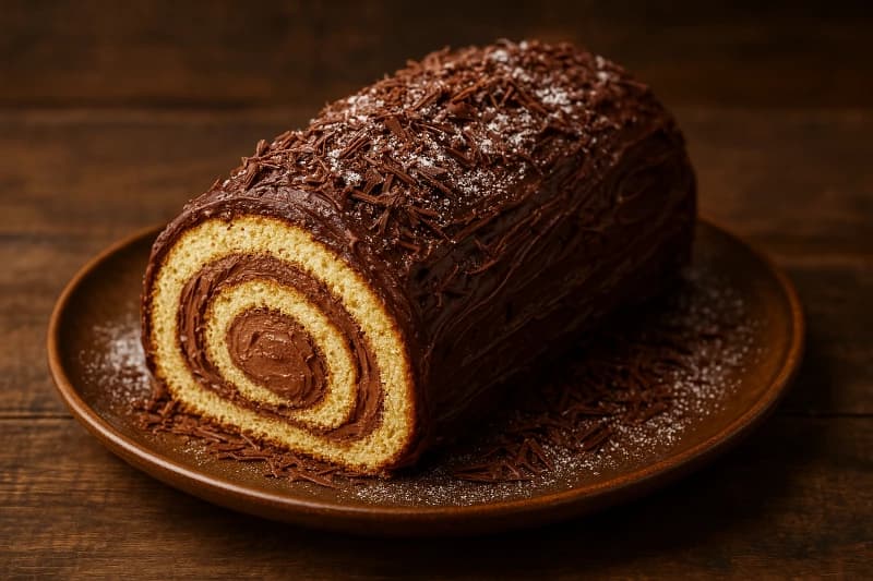 Tronco de Natal de Chocolate (Bûche de Noël)
