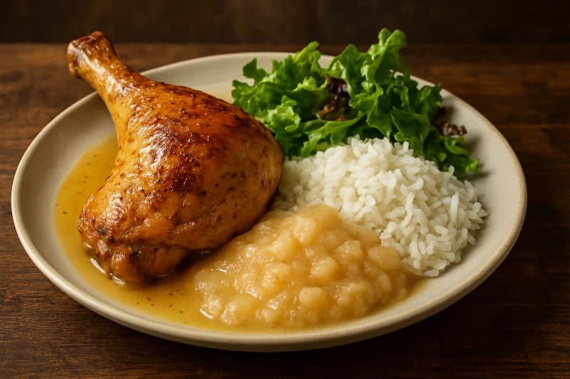 Foto da receita Coxa de Peru Assada com Molho Cremoso de Maçã