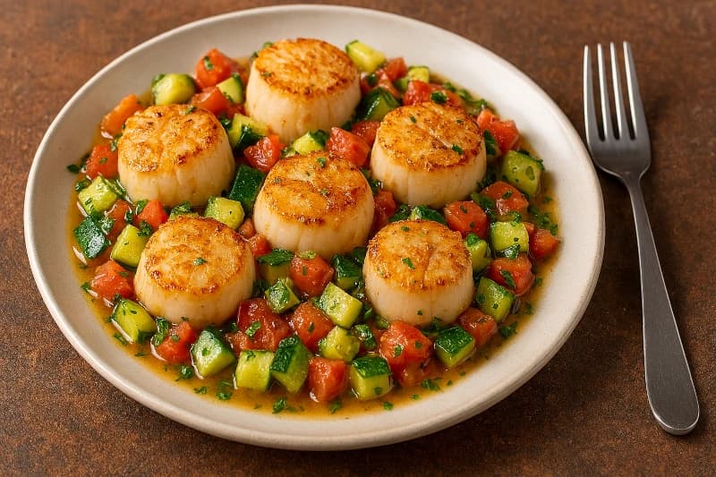 Foto da receita Vieiras Salteadas com Legumes ao Pernod