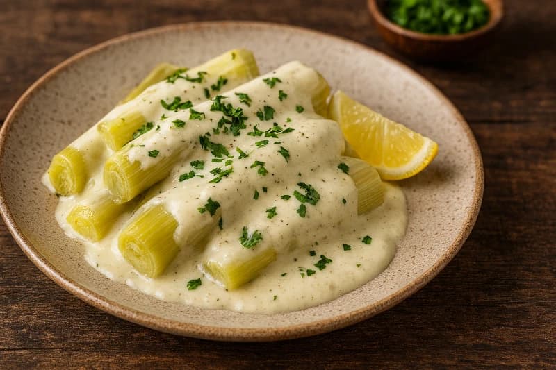 Alho-Poró ao Molho Cremoso de Iogurte e Limão