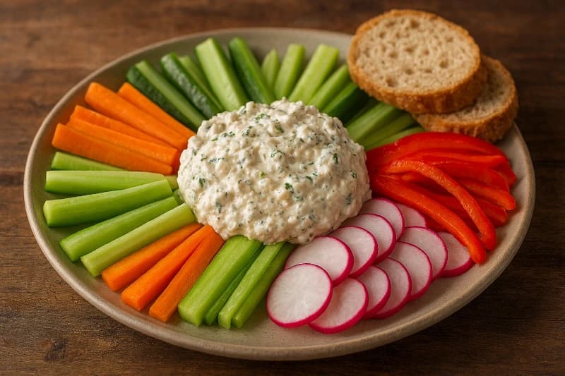 Antepasto Cremoso de Ricota com Legumes Crocantes