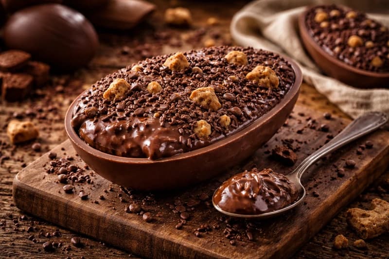 Ovo de Páscoa Recheado com Brigadeiro de Colher Cremoso