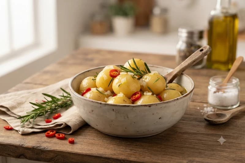 Conserva de Batata Bolinha com Alecrim e Pimenta Dedo-de-Moça