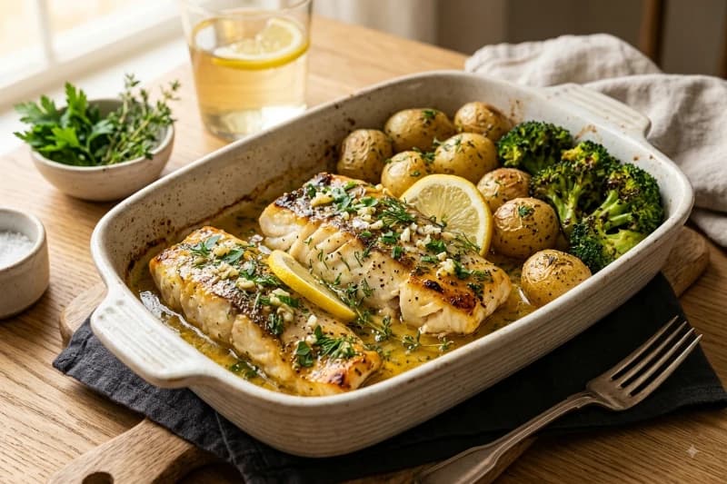Filetes de Pescada Assados no Forno com Marinada de Limão e Alho