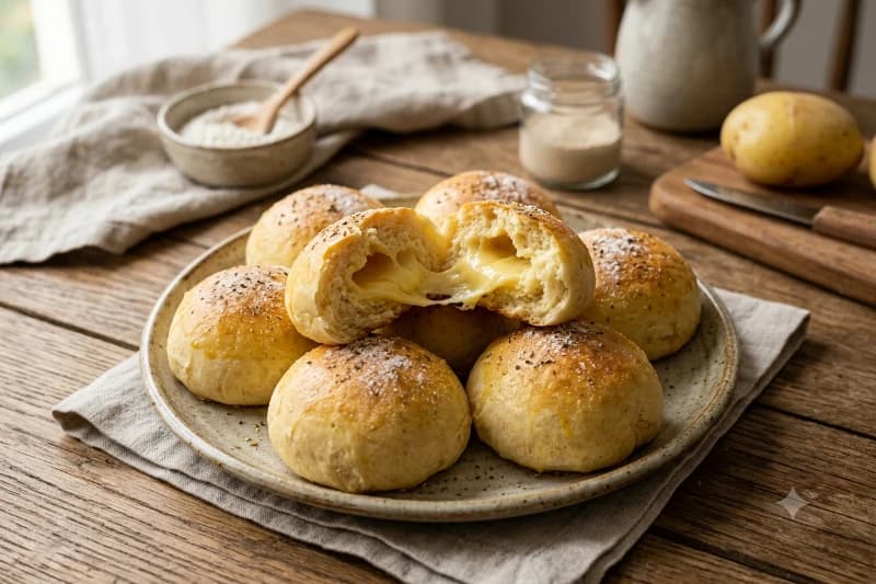 Pão de Batata Recheado com Queijo