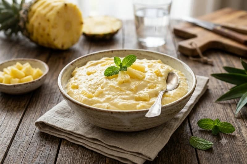 Mousse de Abacaxi Cremoso com Pedaços