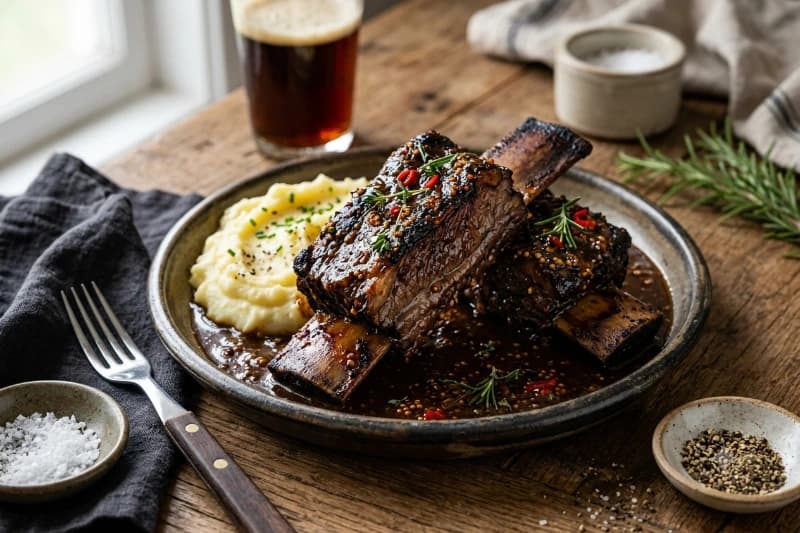 Costela de Boi Marinada em Cerveja Preta e Mostarda