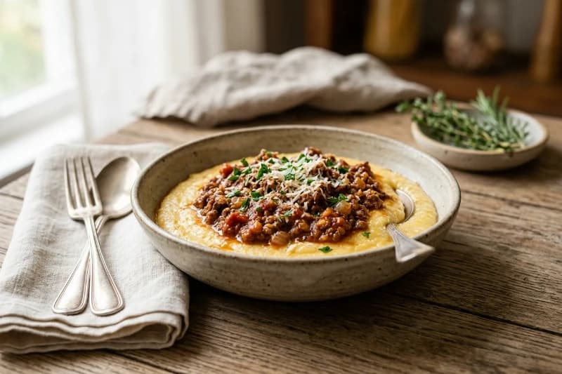 Polenta Cremosa ao Molho de Carne