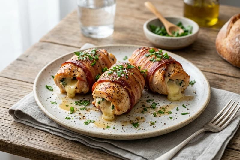 Rolinhos de Frango Recheados com Bacon