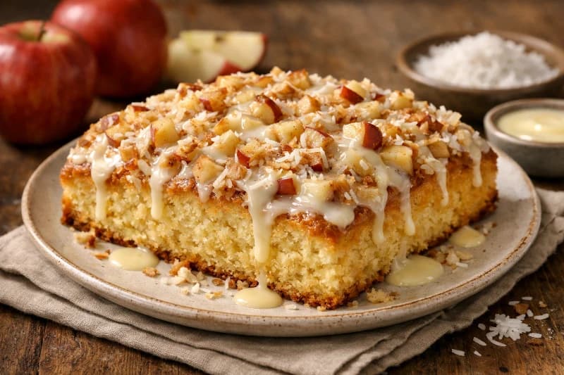 Bolo de Maçã com Coco e Leite Condensado
