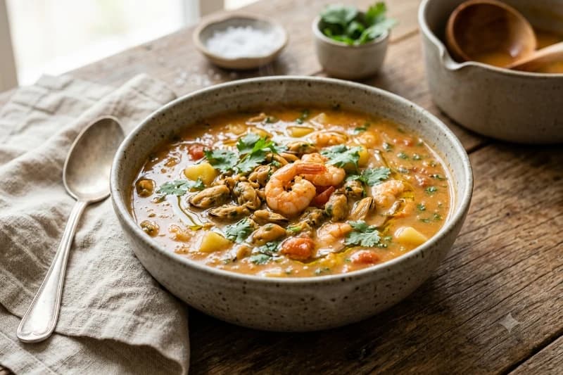 Caldo de Sururu Cremoso com Camarão