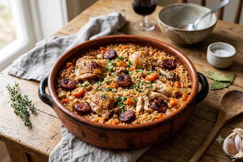 Arroz de Frango com Chouriço ao Forno