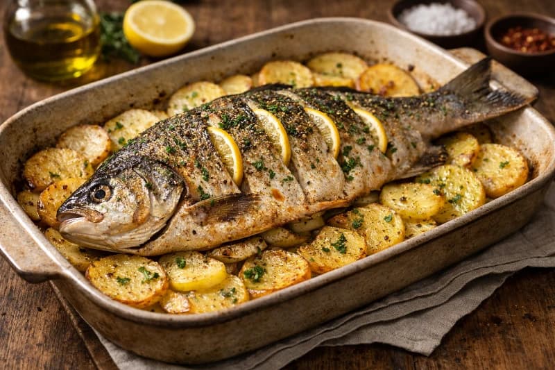 Matrinxã Assada no Forno com Batatas