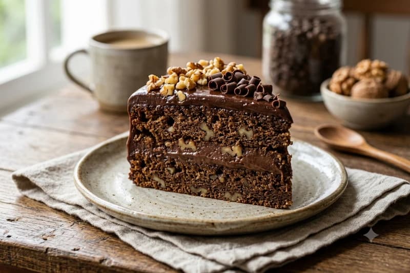 Torta de Café com Chocolate e Nozes