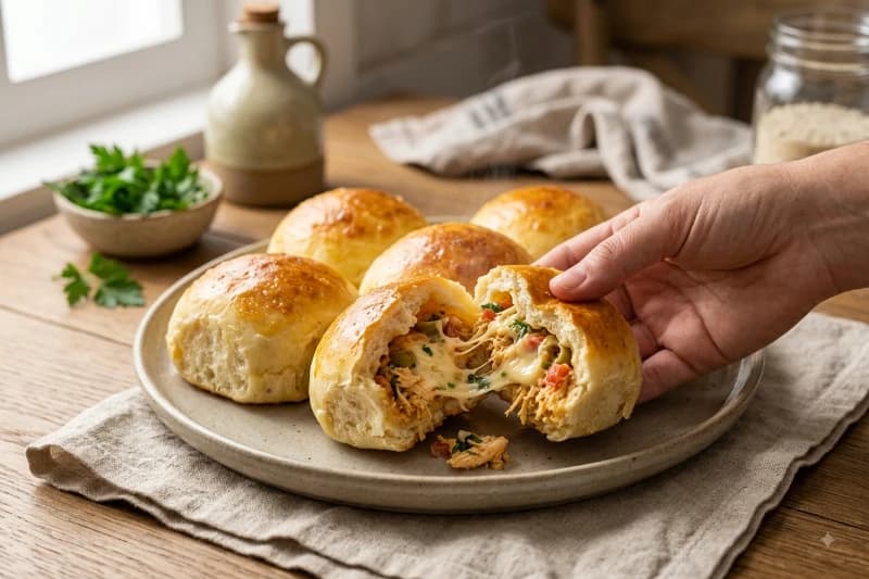 Pãozinho de Batata Recheado com Frango e Catupiry