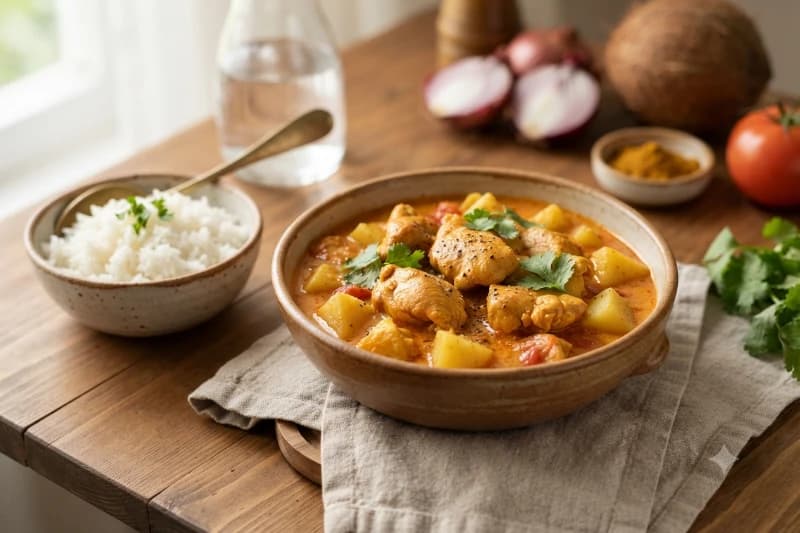 Frango ao Curry com Leite de Coco