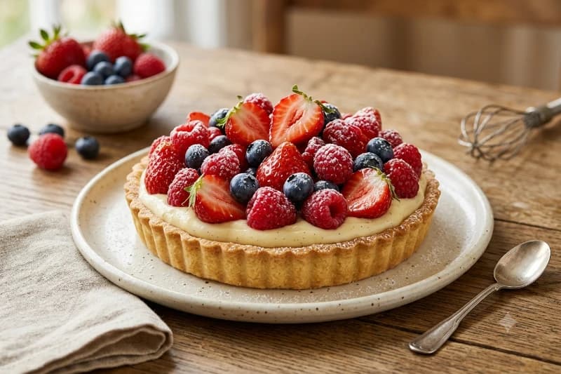 Torta Clássica de Frutas Vermelhas com Creme Confeiteiro
