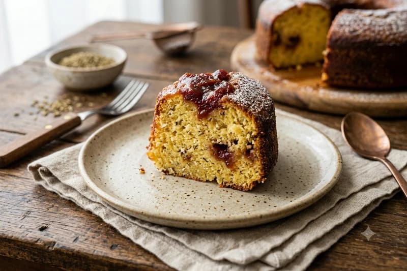 Bolo de Fubá Especial com Goiabada e Erva-Doce