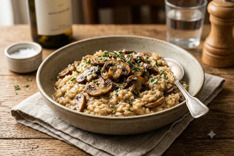 Arroz de Cogumelos Cremoso ao Vinho Branco