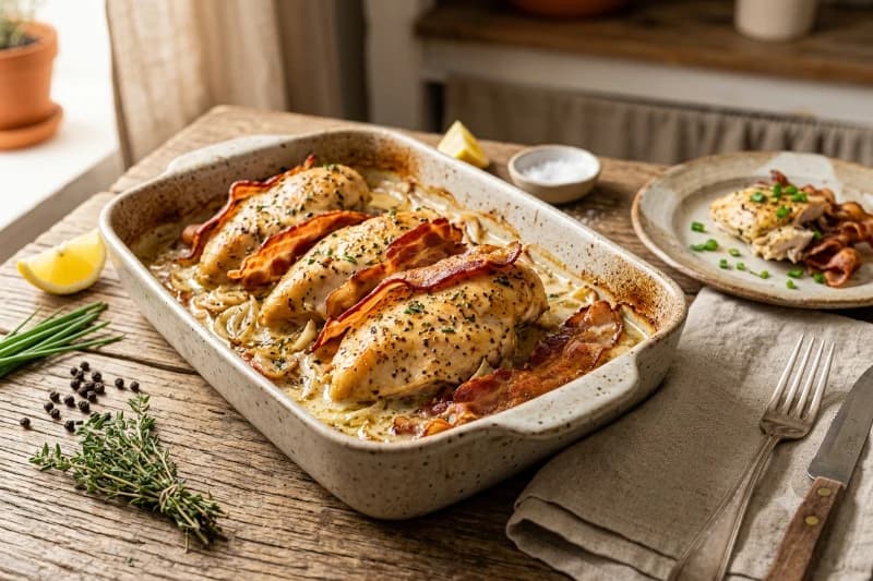 Peito de Frango Assado ao Leite com Bacon