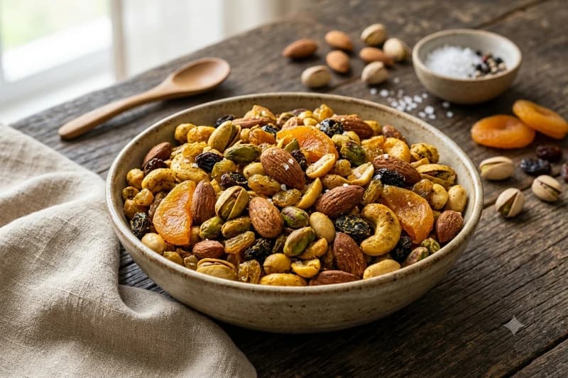 Mix de Grãos e Frutas Secas Aromatizado com Especiarias