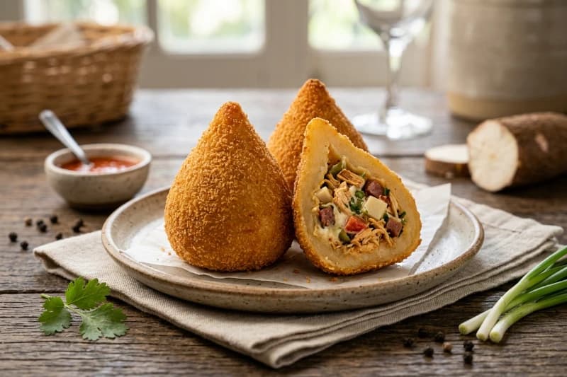Coxinha Cremosa com Massa de Mandioca