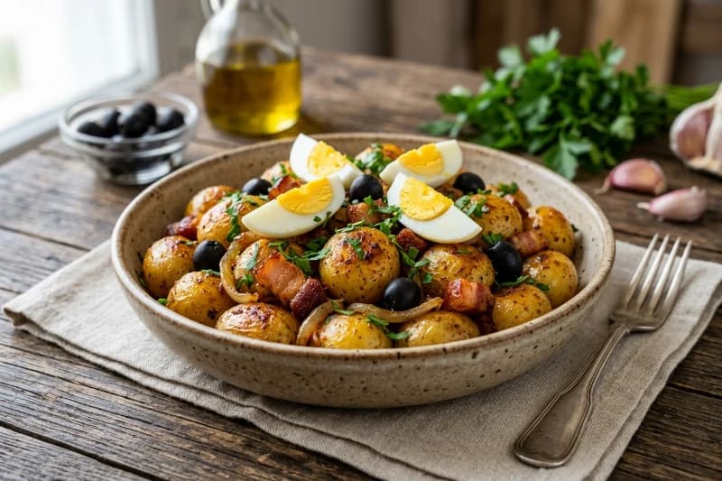 Batatas Salteadas com Toucinho e Alho