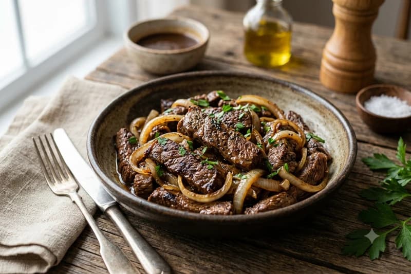 Foto da receita Iscas de Carne Acebolada