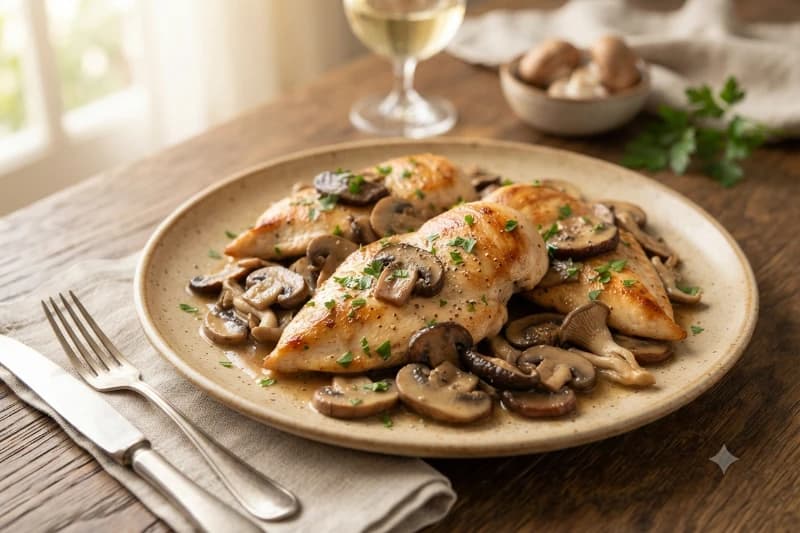 Filé de Frango ao Trio de Cogumelos