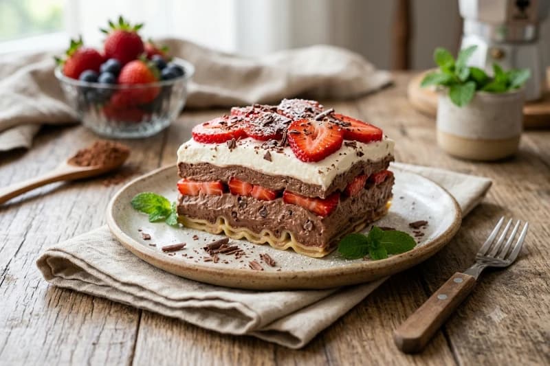 Lasanha Doce de Chocolate com Morango
