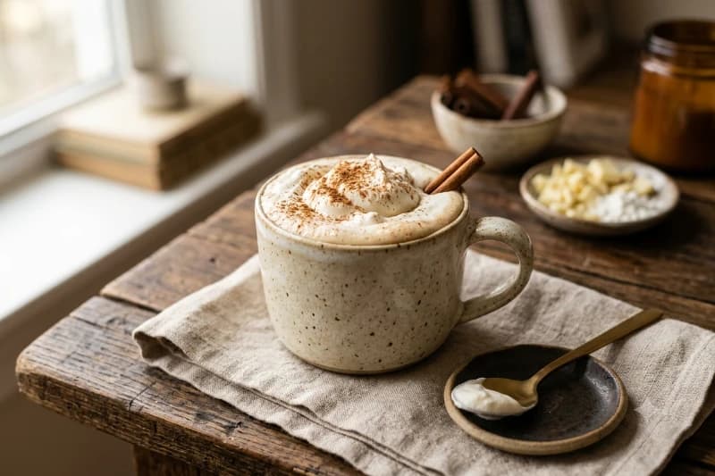 Chocolate Quente Cremoso Branco com Canela